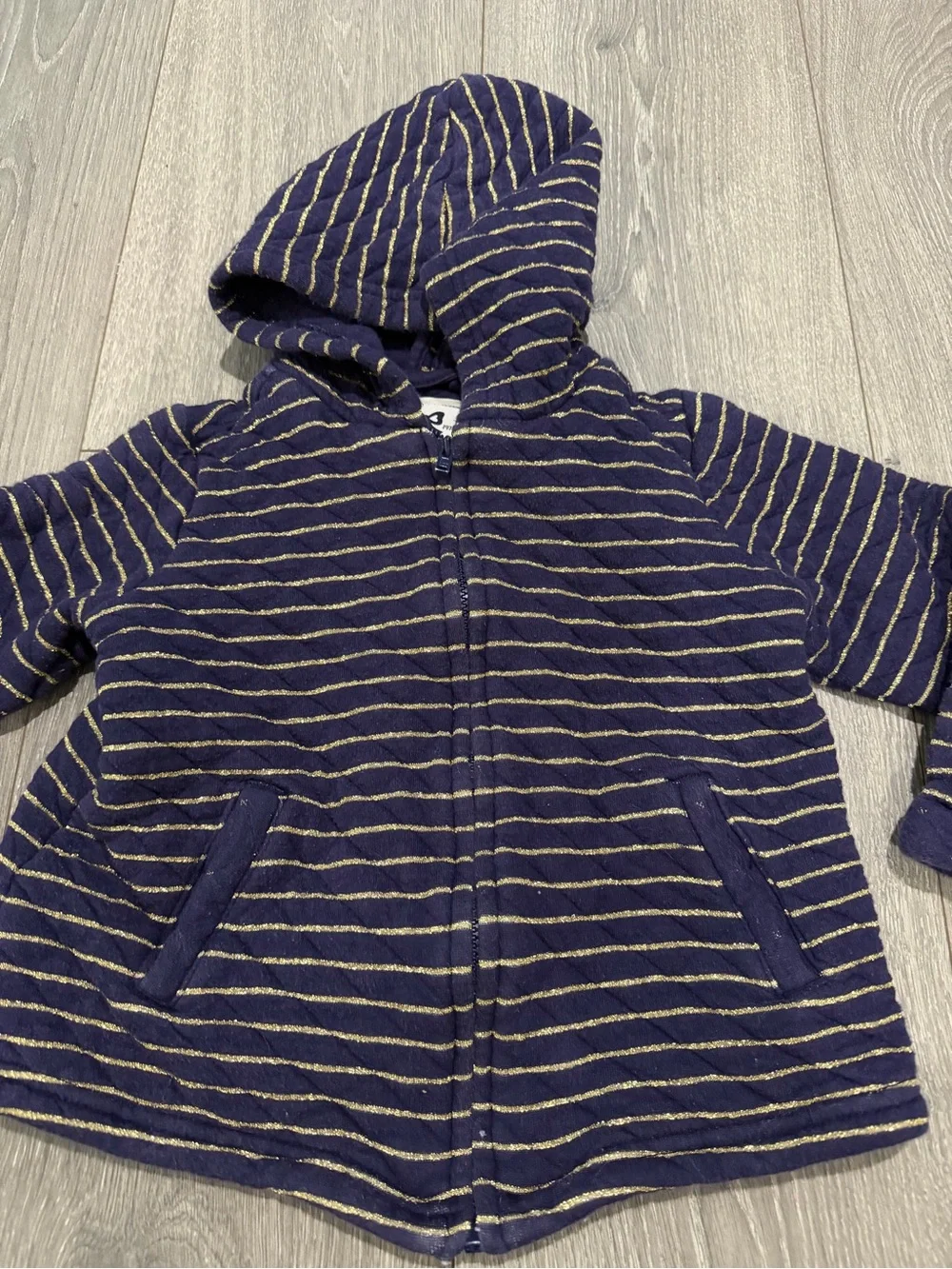 Gymboree Kids Navy Striped Hooded Zip Jacket size 3T